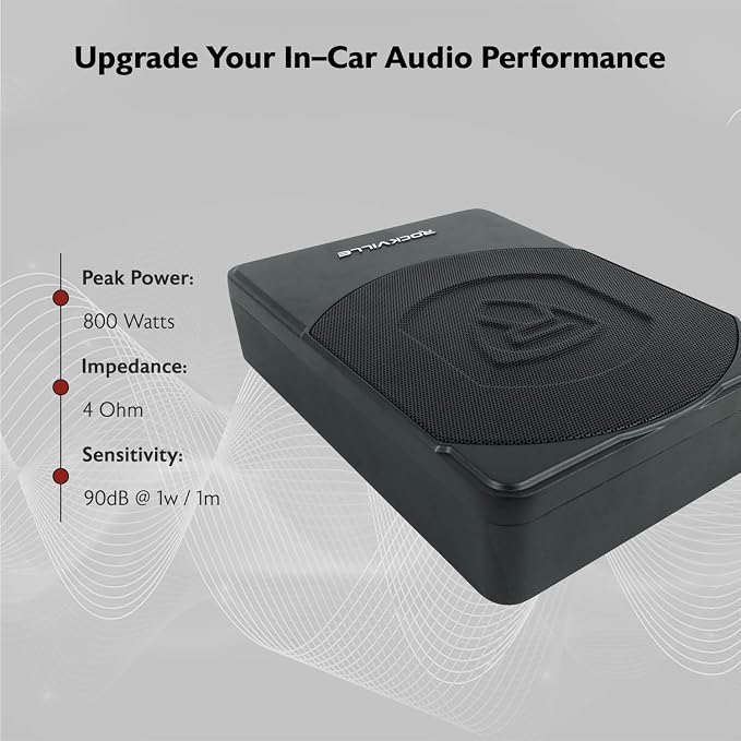 Rockville SS10P 800W Slim Under-Seat Active Car/Truck Subwoofer, Built-in Amp - Image 7
