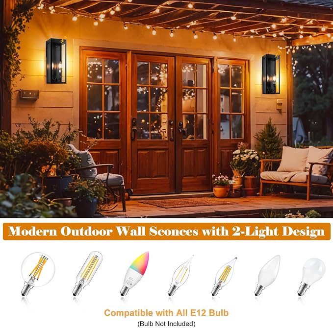 Black Motion Sensor Outdoor Lights 2-Light, 16” Modern Dusk to Dawn Sensor - Image 7
