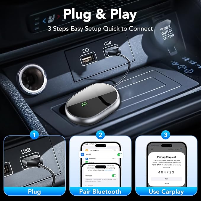 Wireless CarPlay Adapter for Apple iPhone, 2025 Upgraded Converts Wired to - Image 2