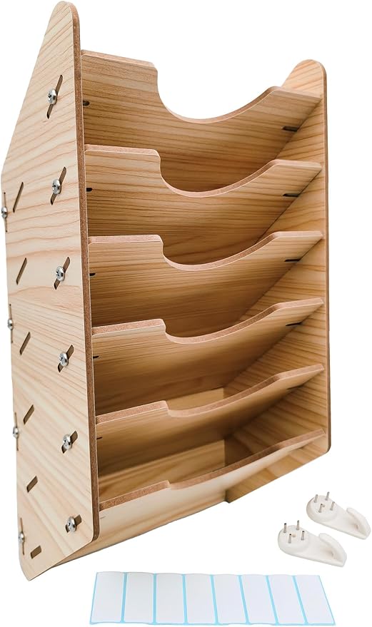 6-Tier Hanging Wooden Sandpaper Storage Holder, Sandpaper Organizer - Image 2