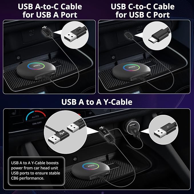 CB6 CarPlay AI Box & Android AI Box, Wireless CarPlay/Android Auto Adapter - Image 6