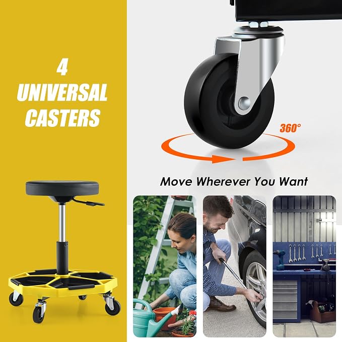 Goplus Mechanic Stool, Rolling Garage Chair - Image 7