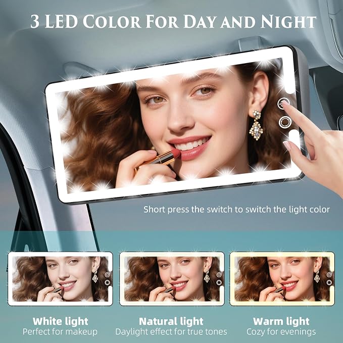 Car Sun Visor Vanity Mirror, Rechargeable Led Makeup Mirror - Image 2
