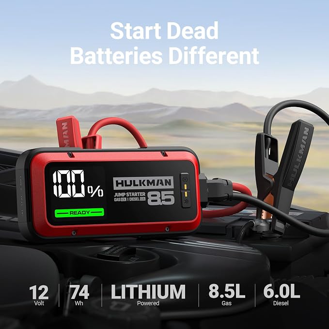 Hulkman Alpha85, Carmine Red, 2000A 74Wh Smart Jump Starter, 12V Portable Car - Image 2