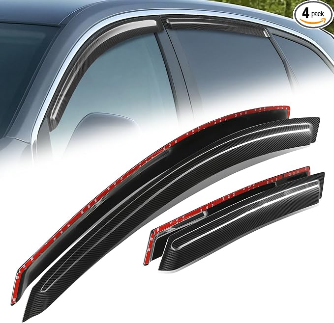 Auto Dynasty 4Pcs Carbon Fiber Pattern Window Visors Compatible by AutoDynasty