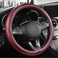 High-Grade Wine Red Genuine Leather Steering Wheel Cover by PJBTVZ