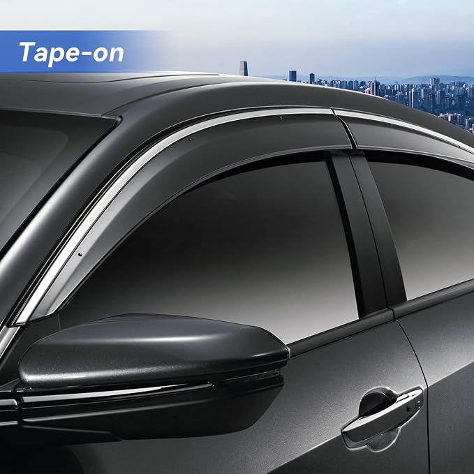Window Visors Rain Guards for 2012 2013 2014 2015 Honda Civic, Out-Channel - Image 3