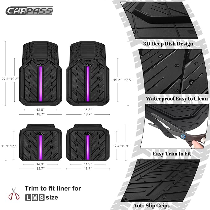 CAR PASS Metal Medium Rubber Floor Mats - Image 3