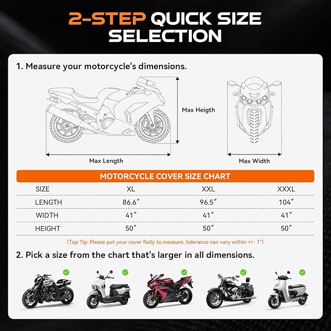 Motorcycle Cover Waterproof Outdoor, 300D Heavy Duty, UV & Rain Resistant - Image 6