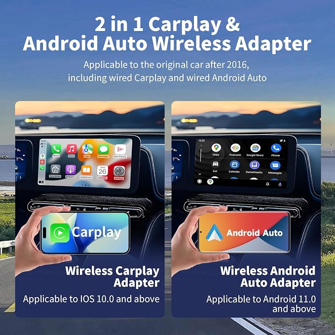Leadtree 2 in 1 CarPlay Dongle, Convert Wired to Wireless, Wireless CarPlay - Image 2