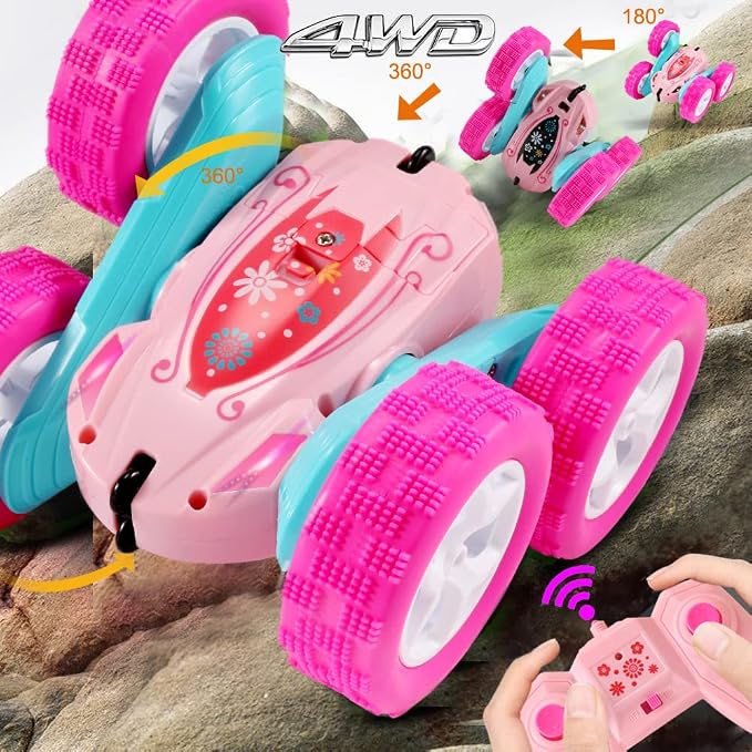 FREE TO FLY Rc Stunt Cars: Double Sided 360°Flip Rotating 4WD Race Car Toy - Image 3
