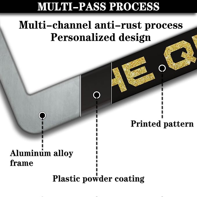 License Plate Frames Black Yellow Automotive Exterior Accessories The Queen - Image 5