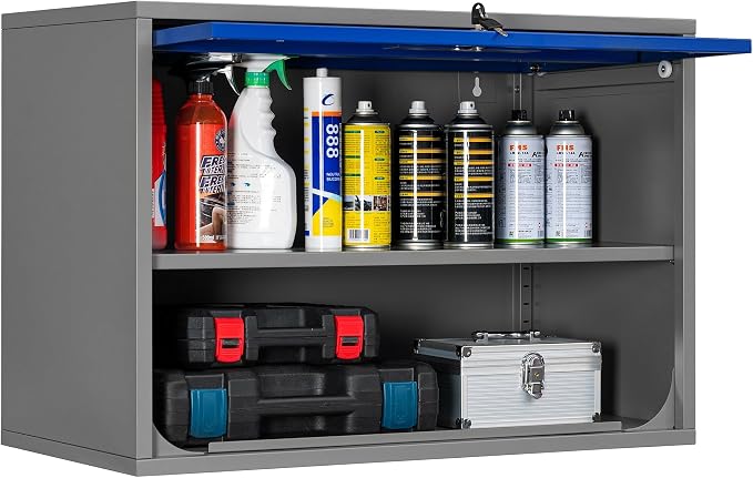 Metal Storage Cabinet Blue&Gray Wall Cabinets by Fesbos
