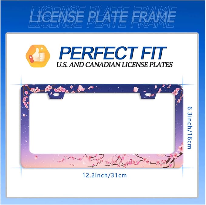 Cherry Blossom License Plate Frame Pink Flowers Floral License Plate Stainless - Image 7