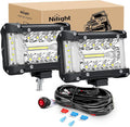 Nilight Side Shooter LED Light Bar 2PCS 4.3 Inch Triple Row Spot Flood Combo by Nilight