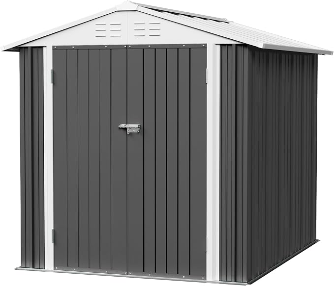 JUMMICO Metal Outdoor Storage Shed 6 x 8 FT Metal Shed by JUMMICO