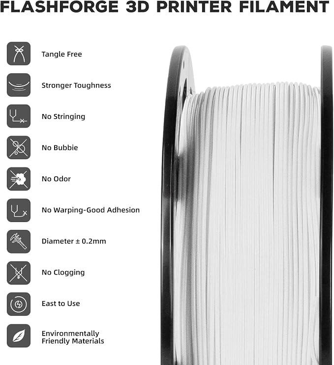 FLASHFORGE PLA Filament 1.75mm, 3D Printer Filament 1kg Spool, Dimensional - Image 2