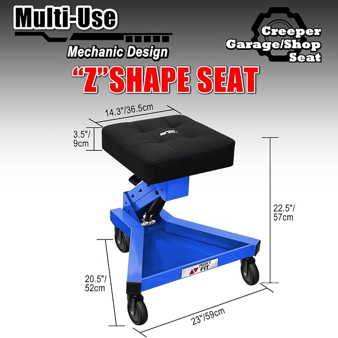 Mechanic Stool with Wheels, Hydraulic Adjustable Shop Stool on Wheels, Garage - Image 6