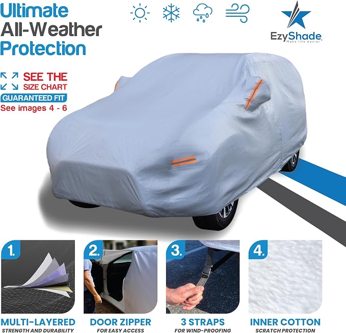 EzyShade 10-Layer SUV Car Cover Waterproof All Weather. See Vehicle Size-Chart - Image 2