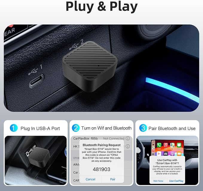 Mini Wireless CarPlay Adapter for iPhone, 2 in 1 CarPlay and Android Auto - Image 5