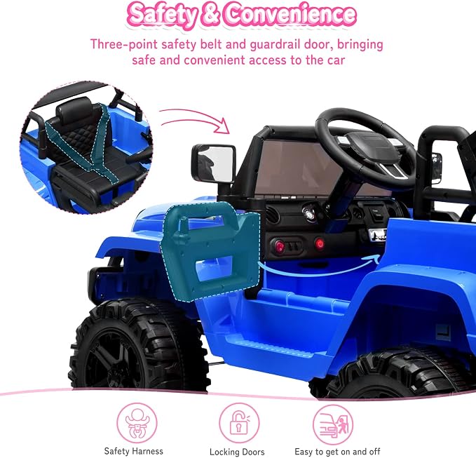 JOYMOR Ride on Truck with Remote Control, 4 Wheels 12V Battery Powered Kids Car - Image 4