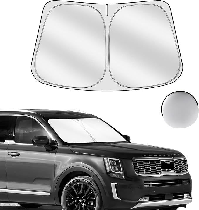 Windshield Sun Shade for Kia Telluride 2020-2025 Foldable Sunshade Custom Fit by SULAGIWINDSHIELDSUNSHADE