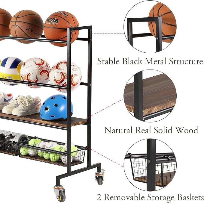 MyGift Sports Ball Organizer for Garage - Image 2