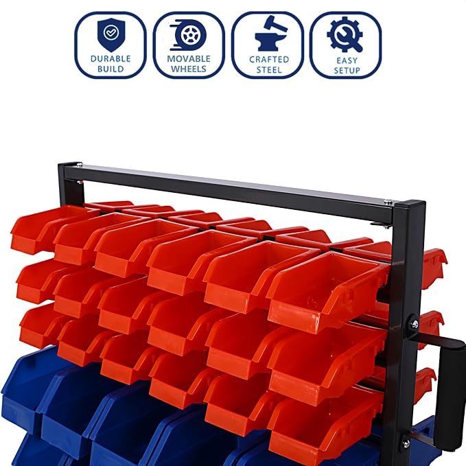 90 Parts Bin Rack Garage Storage Unit 9 Tiers System Steel Shelf - Image 6