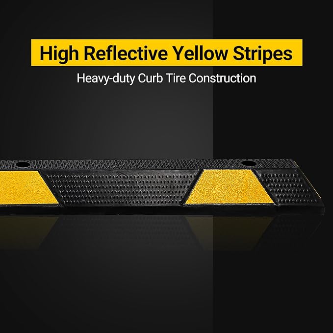 72" Car Parking Stopper, Heavy Duty Rubber Parking Curb Wheel Stops - Image 3