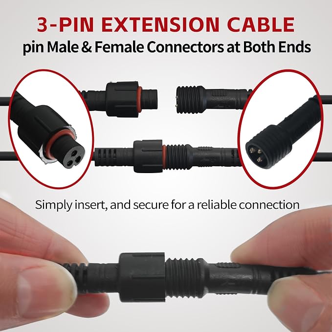 4 PCS 4FT 3 Pin RGB Rock Light Extension Wire, Design - Image 3