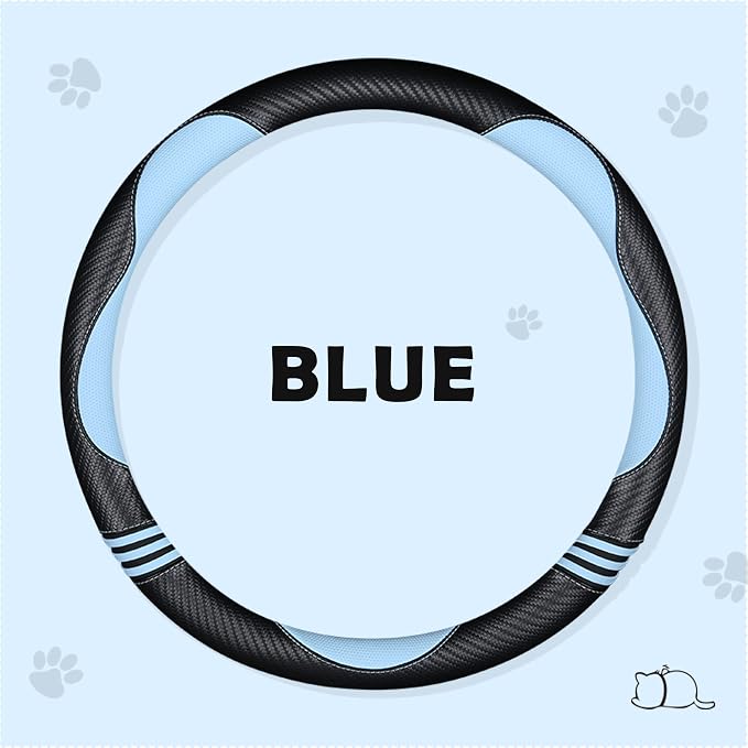 Car Steering Wheel Covers for Women Padded Carbon Fiber PU Leather Cute Auto - Image 3