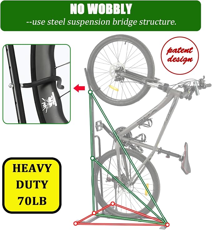 Bike Stand, Vertical Bike Rack For Indoor Bike Storage, Upright Bicycle Stand - Image 3