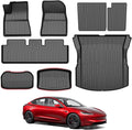 Powerty Floor Mats for 2024 2025 Tesla Model 3 Highland 8 PCS Floor Cargo by Powerty
