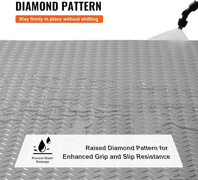 VEVOR Garage Floor Mat, 19 x 4.9 FT PVC Garage Flooring Roll, Non-Slip Diamond - Image 4