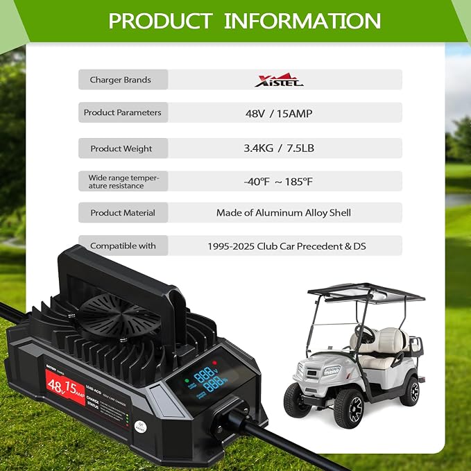 Xislet 15 AMP 48 Volt Golf Cart Battery Charger Compatible - Image 7