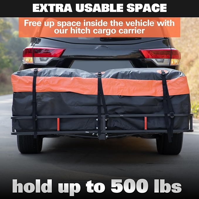 WEIZE Folding Hitch Mount Cargo Carrier Basket 60" x 20" x 6" - Image 5