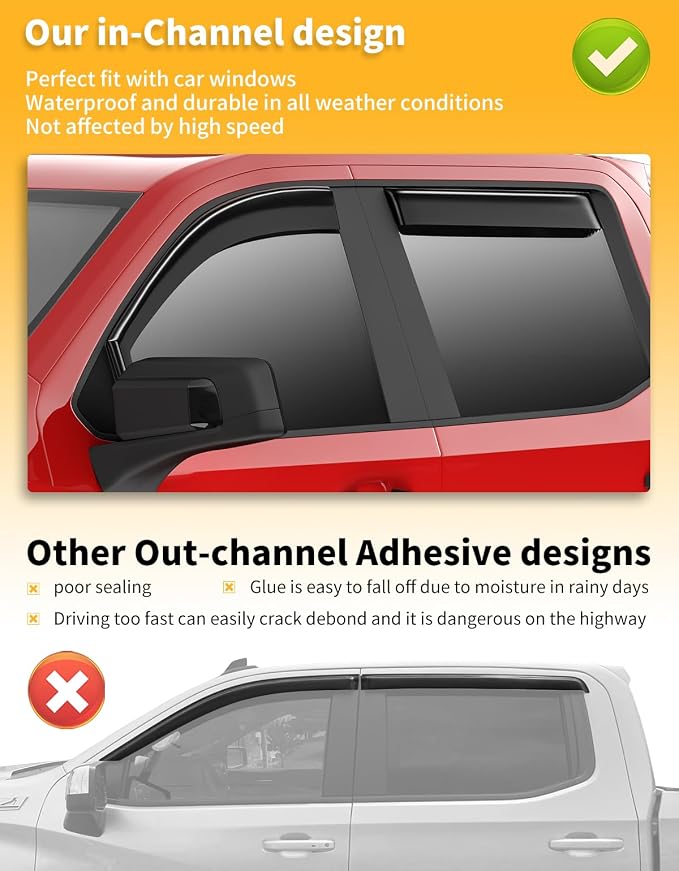 in-Channel Window Rain Guards Compatible - Image 7