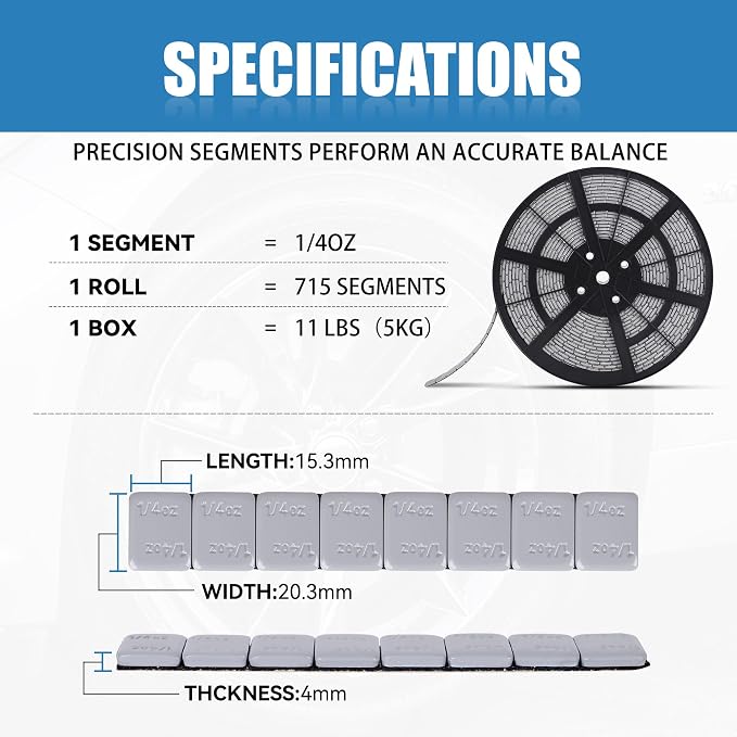 0.25 Oz Gray Adhesive Wheel Weights（715pcs, 11lbs/5kg）, 1/4 Oz Stick on Wheel - Image 7
