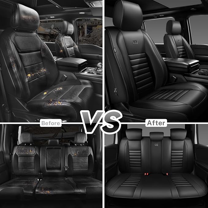 CAR PASS Nappa Leather Car Seat Covers Full Set, Luxury Seat Protector - Image 6