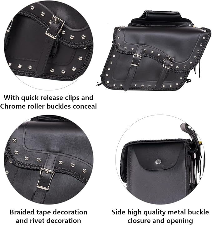GARGOYLE BELLS Motorcycle Saddle Bags Synthetic Leather Motorcycle Luggage Bag - Image 2