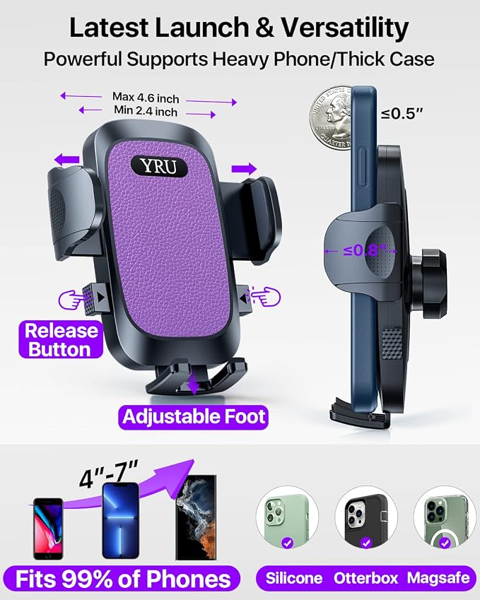 YRU Car Phone Holder Mount, Dashboard Cell Phone Holder - Image 3