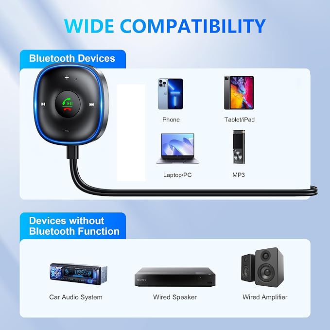 Bluetooth 5.3 Aux Car Adapter, SONRU Bluetooth Receiver - Image 6