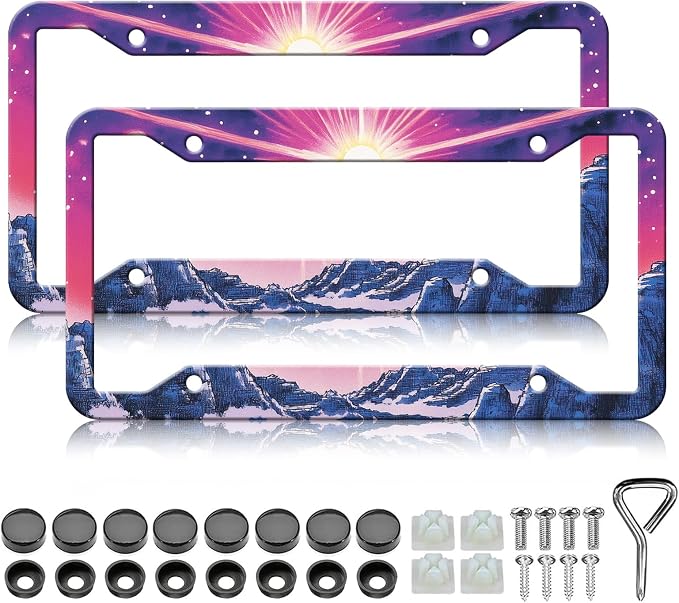 Sunset Mountain Anime License Plate Frames by Unknown