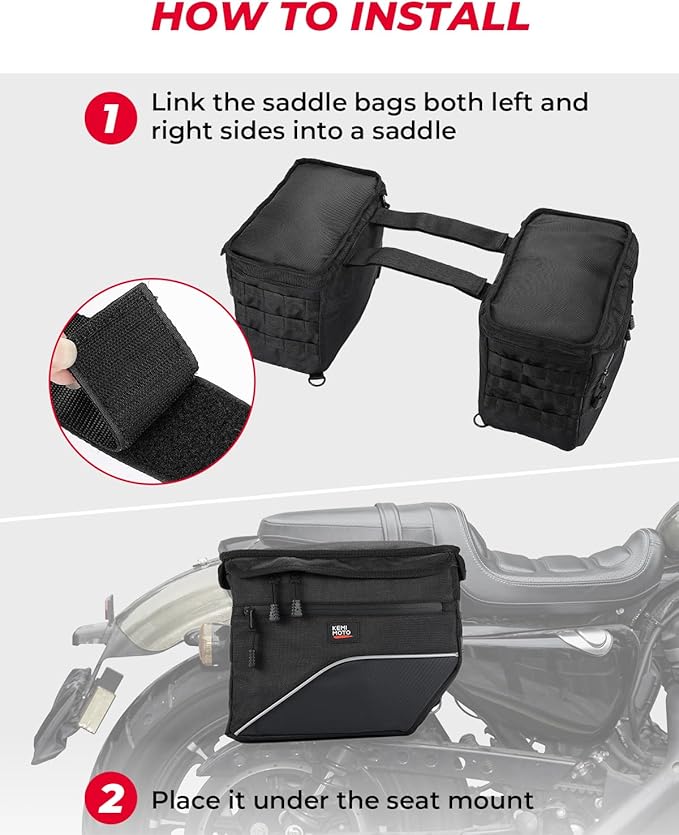KEMIMOTO Upgrade Motorcycle Saddle Bags Middle-Sized Throw Over Saddlebags - Image 6