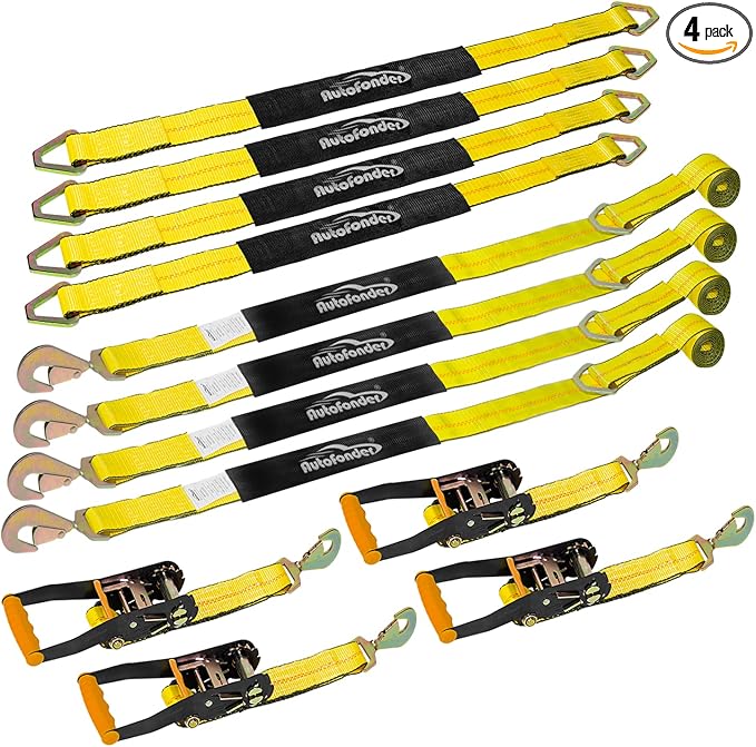 Complete Axle Straps Tie Down Kit 2" x10' Heavy Duty Vehicle Tie Down by Autofonder