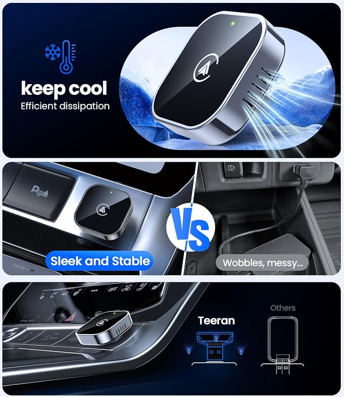 Teeran 2 in 1 Wireless CarPlay and Android Auto Adapter, Easy Setup Plug and - Image 7