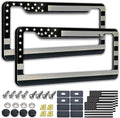 American Flag License Plate Frame- Black Front Rear Patriotic USA ‌Car Tag by NJNYLLC
