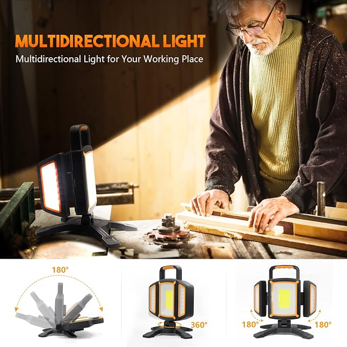 30W Rechargeable Work Light, 3000 Lumen Magnetic Work Light Battery Powered - Image 2