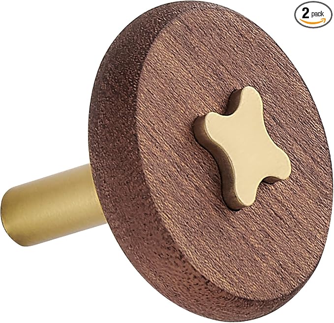 Solid Brass & Sapele/Mahogany Wall Hooks 2 Pack by TECI