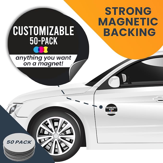 Magnet Me Up Customizable 30 Mil Round Magnet- 5”, 50 PK Weatherproof Car Magnet - Image 6